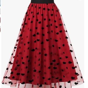VALENTINE HEARTS QUEEN TUTU MAXI LAYER SKIRT OSFM